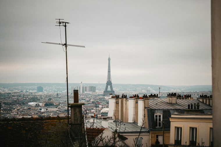 Paris rooftops at dusk