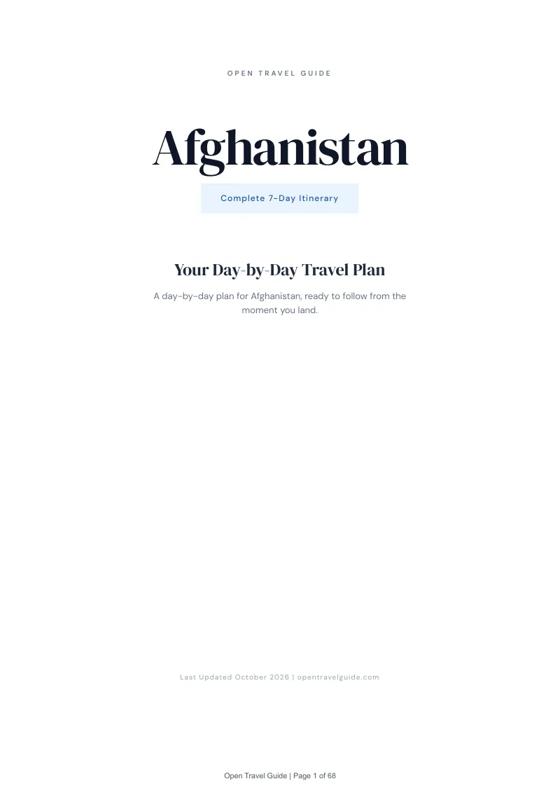 Afghanistan 7-Day Itinerary: Cover