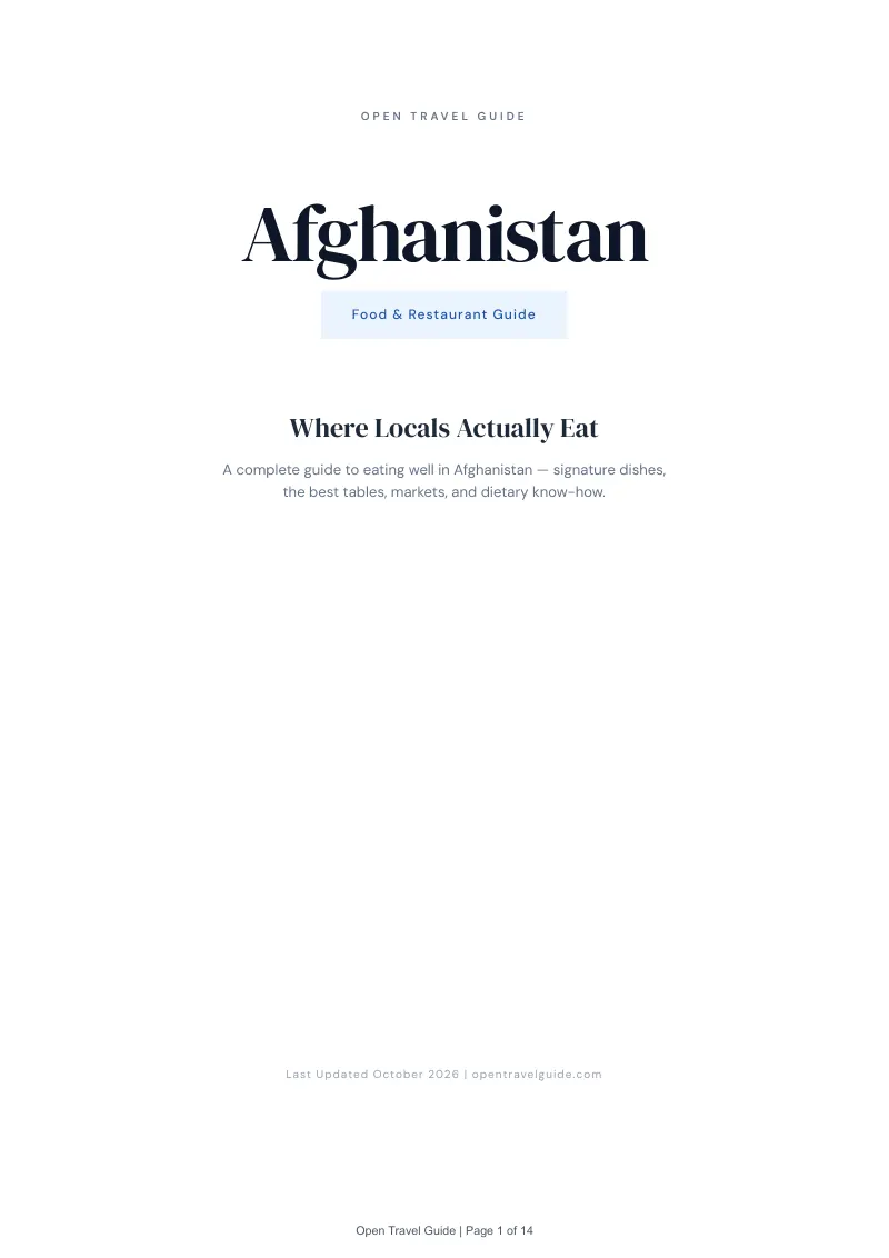 Afghanistan Food & Restaurant Guide: Cover