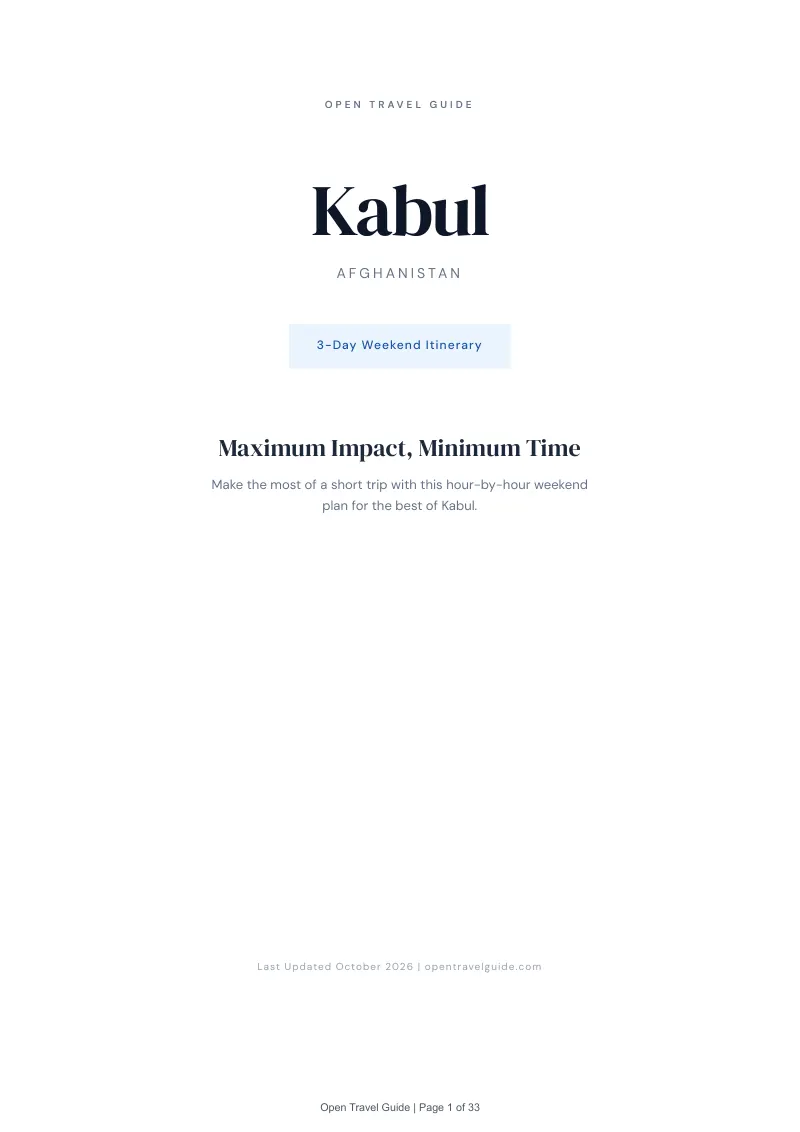 Kabul 3-Day Weekend Itinerary: Cover