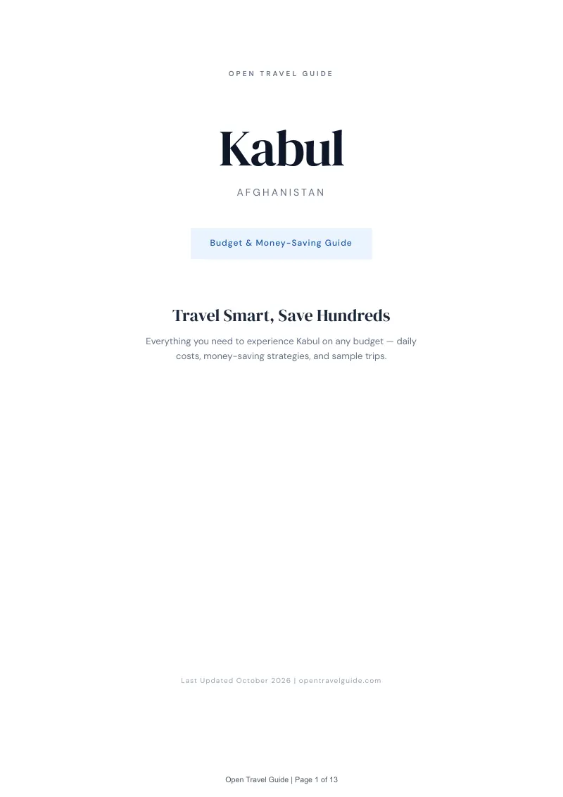 Kabul Budget & Money-Saving Guide: Cover