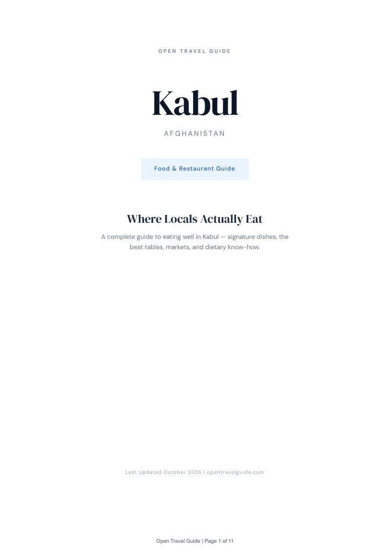 Kabul Food & Restaurant Guide: Cover