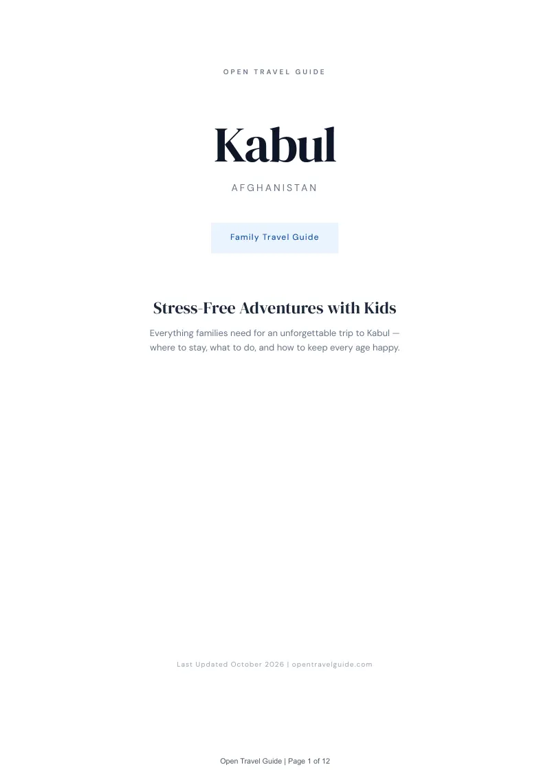 Kabul Family Travel Guide: Cover