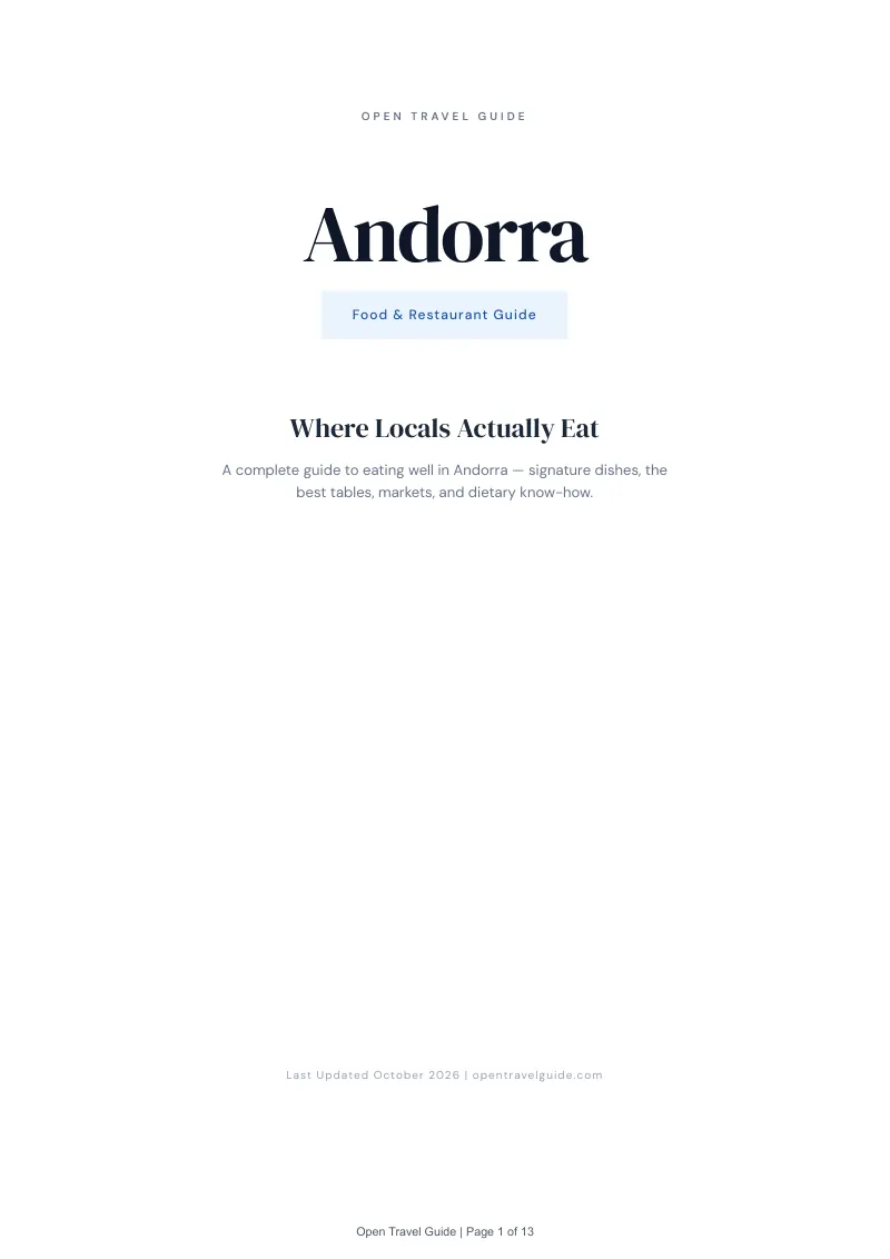Andorra Food & Restaurant Guide: Cover