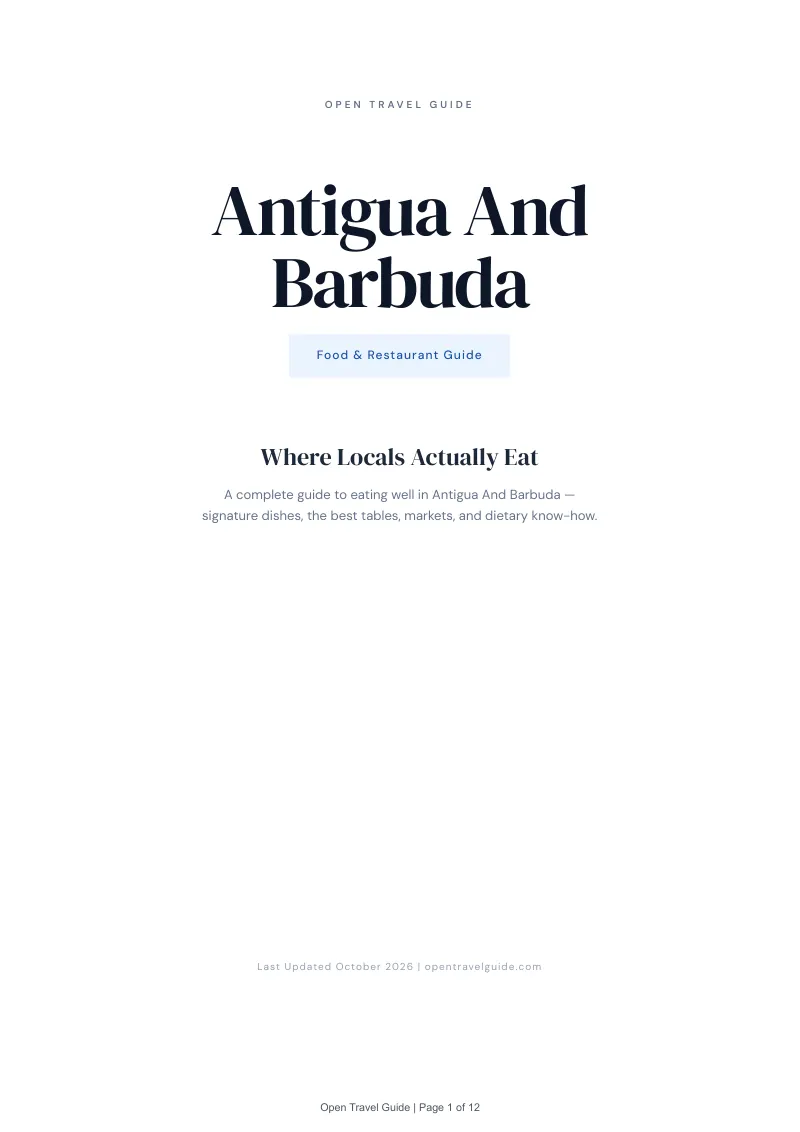 Antigua And Barbuda Food & Restaurant Guide: Cover