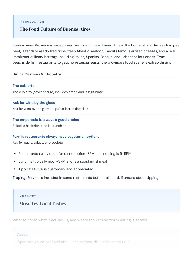 Buenos Aires Complete Travel Bundle: Food guide · Must-Try Local Dishes