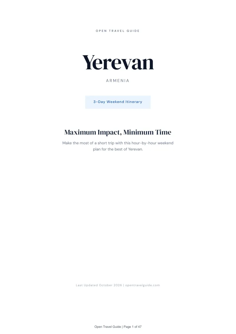 Yerevan 3-Day Weekend Itinerary: Cover