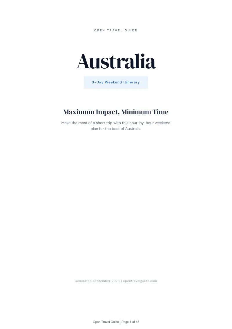 Australia Complete Travel Bundle: 3-day itinerary · Cover