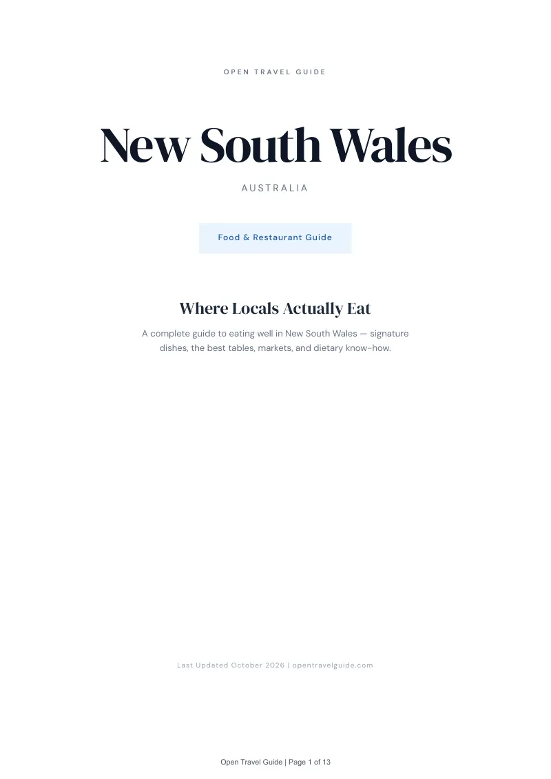 New South Wales Food & Restaurant Guide: Cover