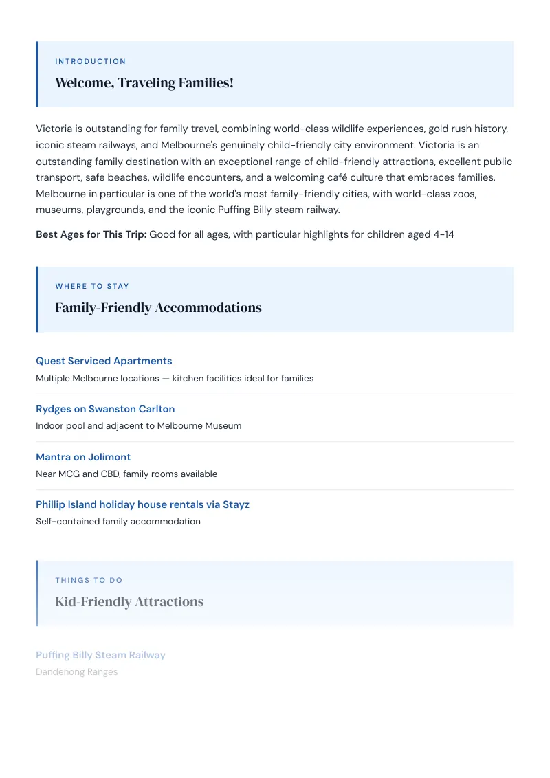 Victoria Complete Travel Bundle: Family guide · Kid-Friendly Attractions