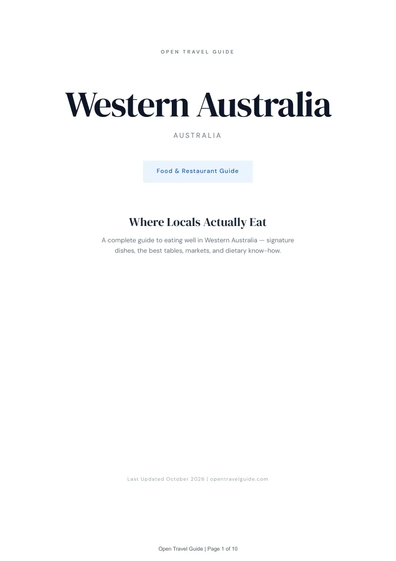 Western Australia Food & Restaurant Guide: Cover