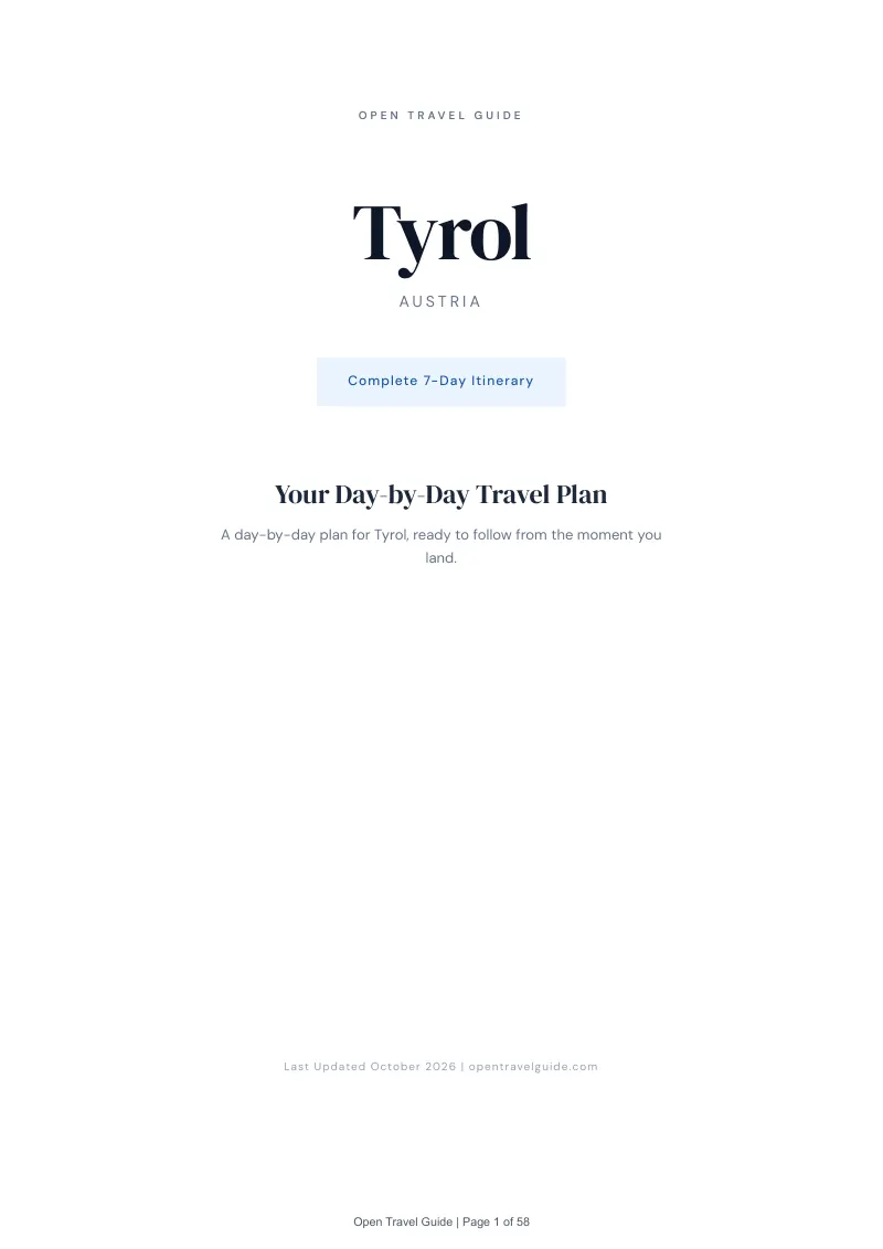 Tyrol 7-Day Itinerary: Cover