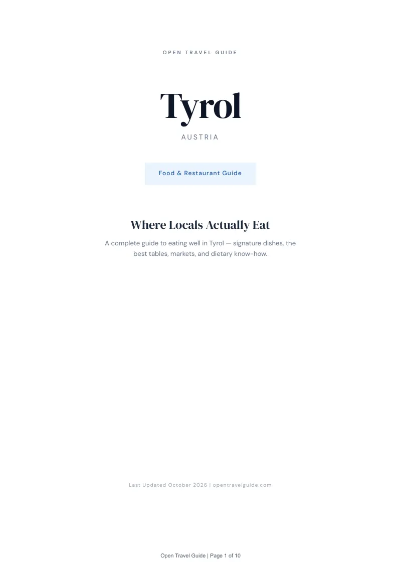 Tyrol Food & Restaurant Guide: Cover