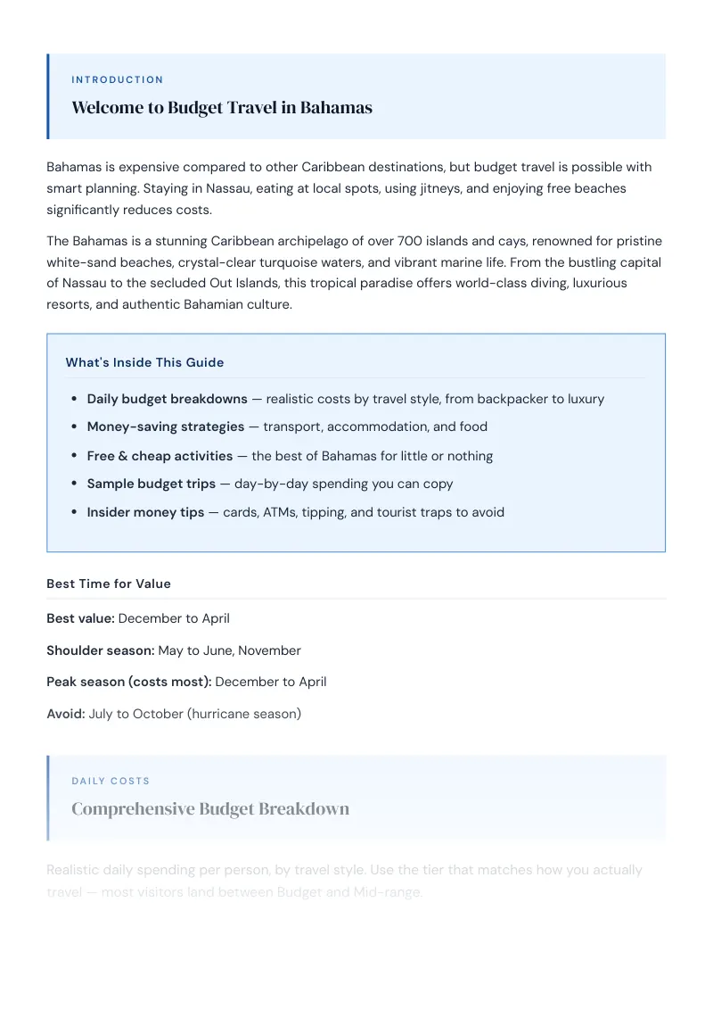 Bahamas Complete Travel Bundle: Budget guide · Comprehensive Budget Breakdown