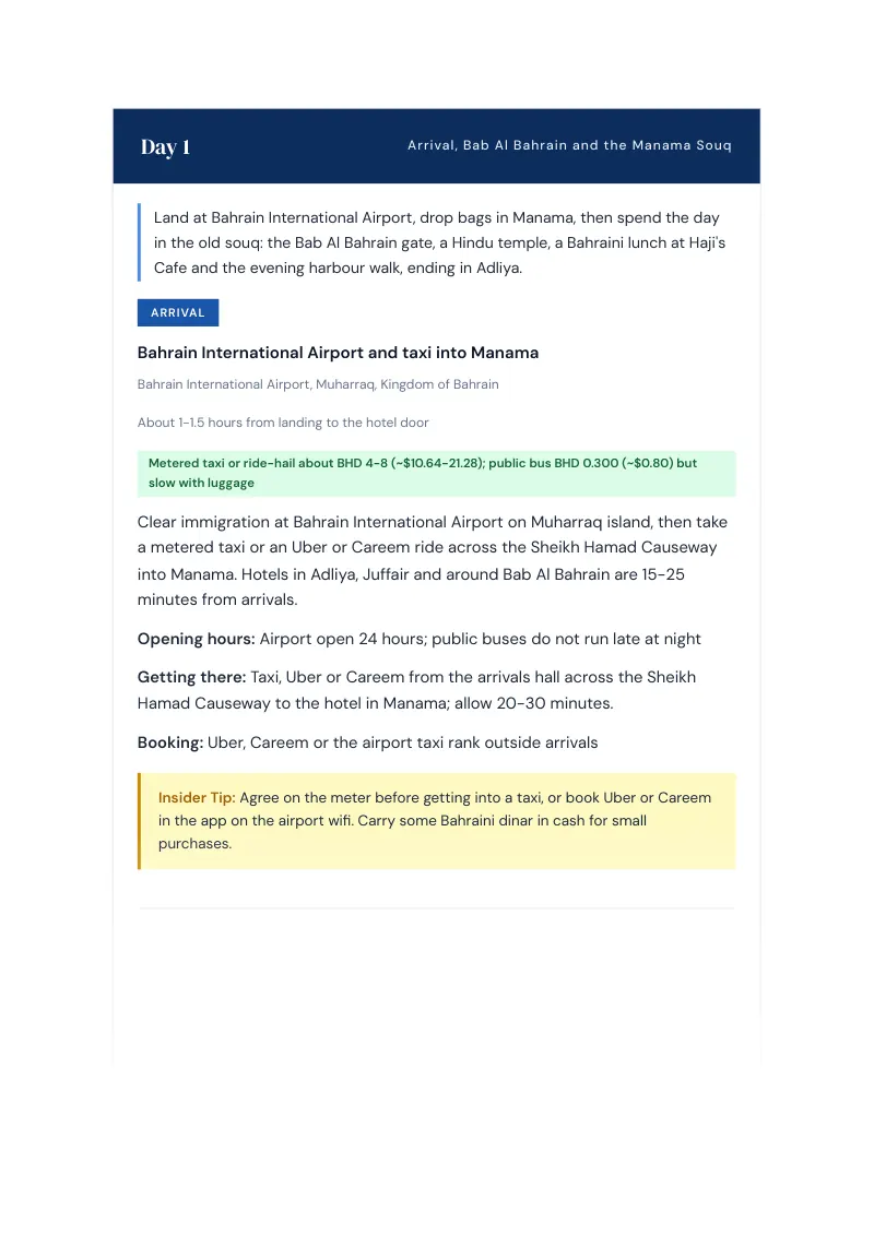 Capital Complete Travel Bundle: 7-day itinerary · Day 1