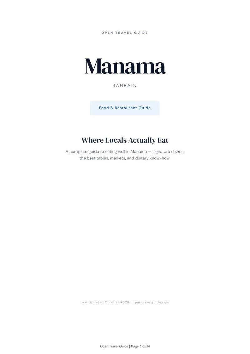 Manama Food & Restaurant Guide: Cover