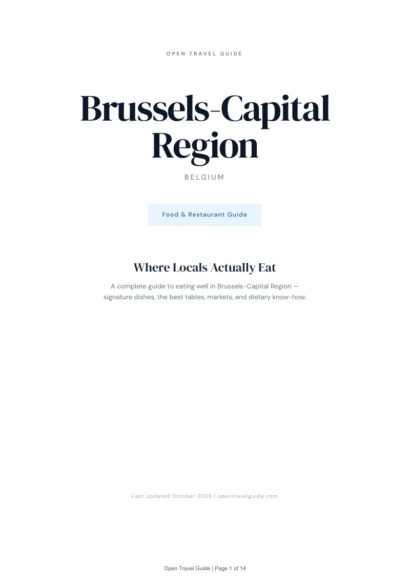 Brussels Capital Region Food & Restaurant Guide: Cover