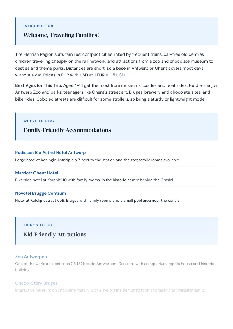 Flemish Region Complete Travel Bundle: Family guide · Kid-Friendly Attractions