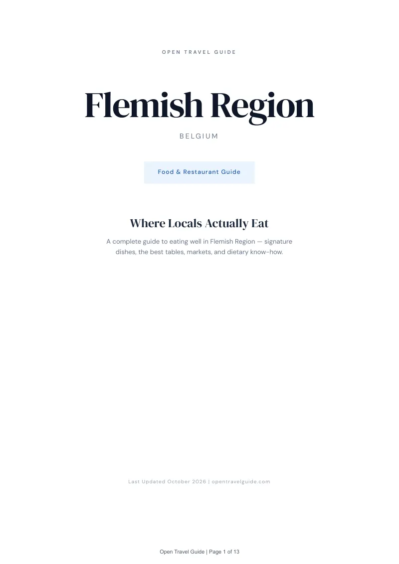 Flemish Region Food & Restaurant Guide: Cover