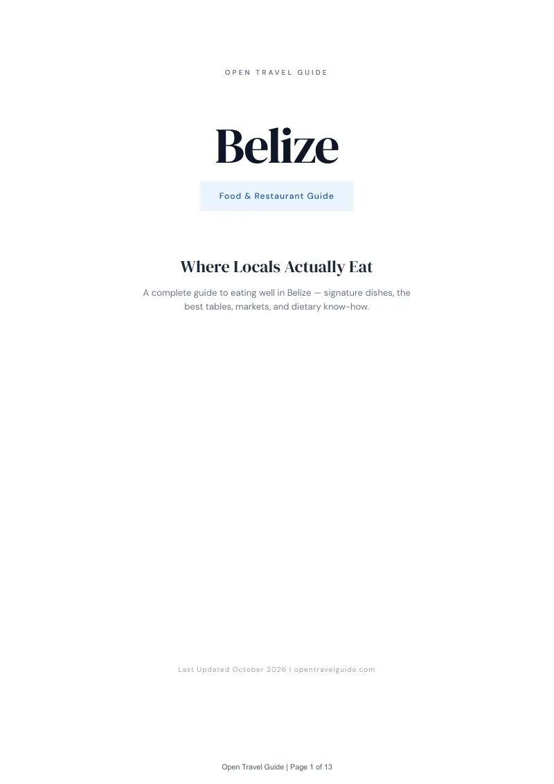 Belize Food & Restaurant Guide: Cover