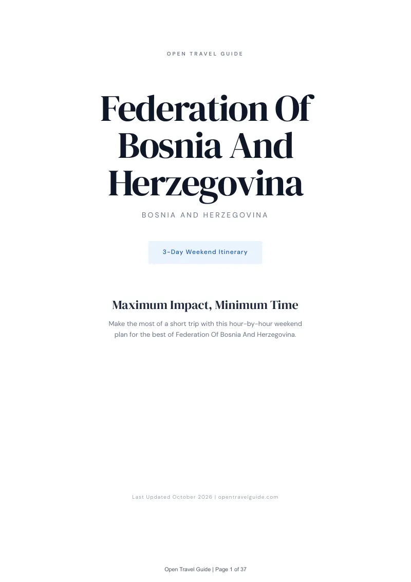 Federation Of Bosnia And Herzegovina 3-Day Weekend Itinerary: Cover