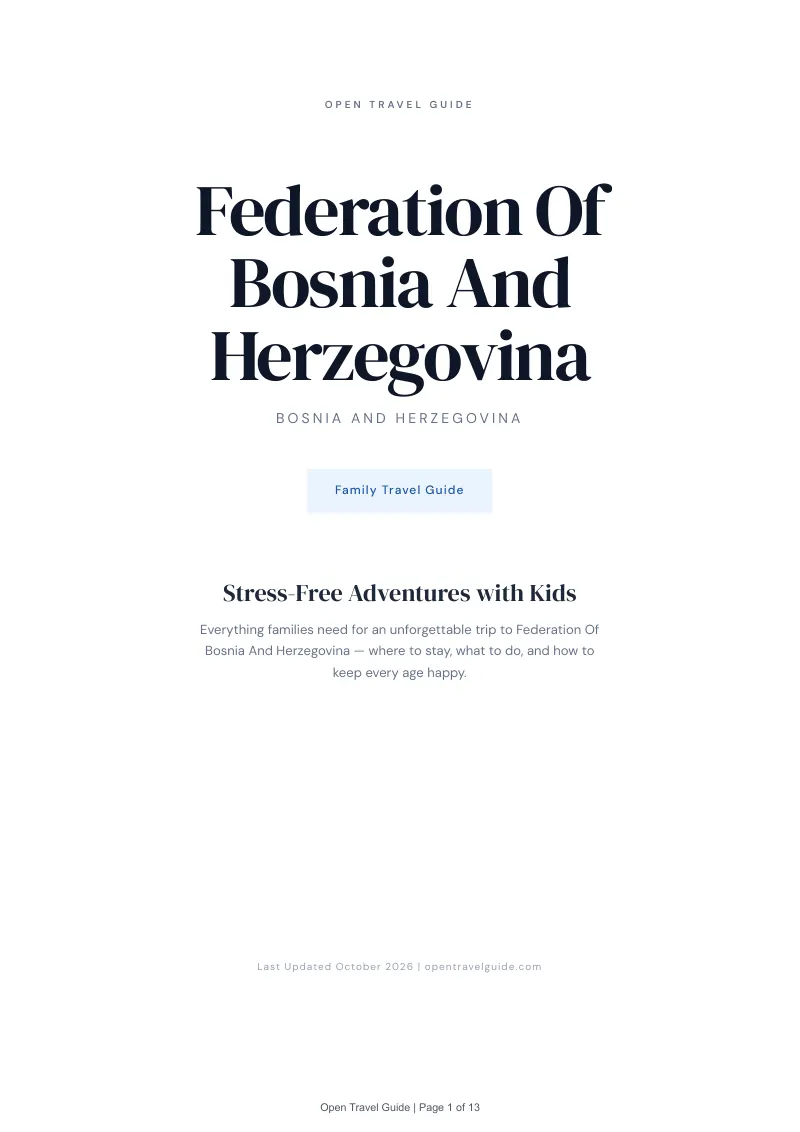 Federation Of Bosnia And Herzegovina Family Travel Guide: Cover