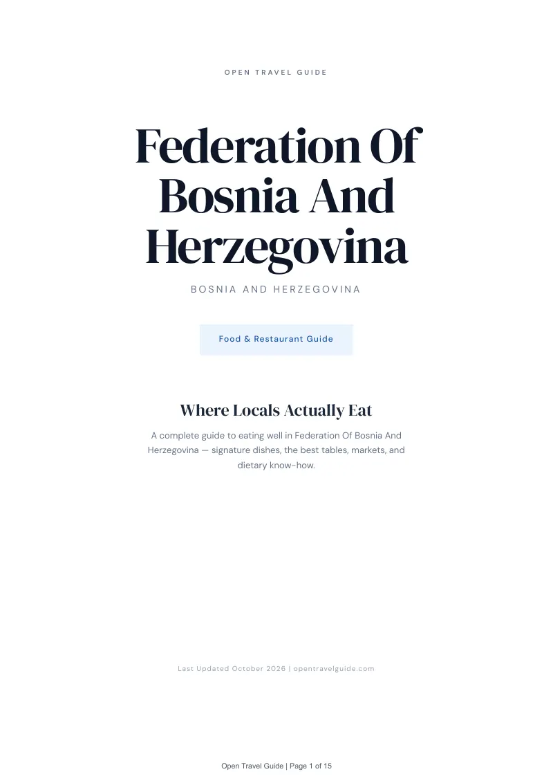 Federation Of Bosnia And Herzegovina Food & Restaurant Guide: Cover