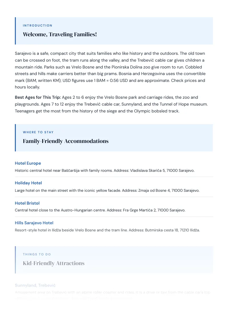 Sarajevo Complete Travel Bundle: Family guide · Kid-Friendly Attractions