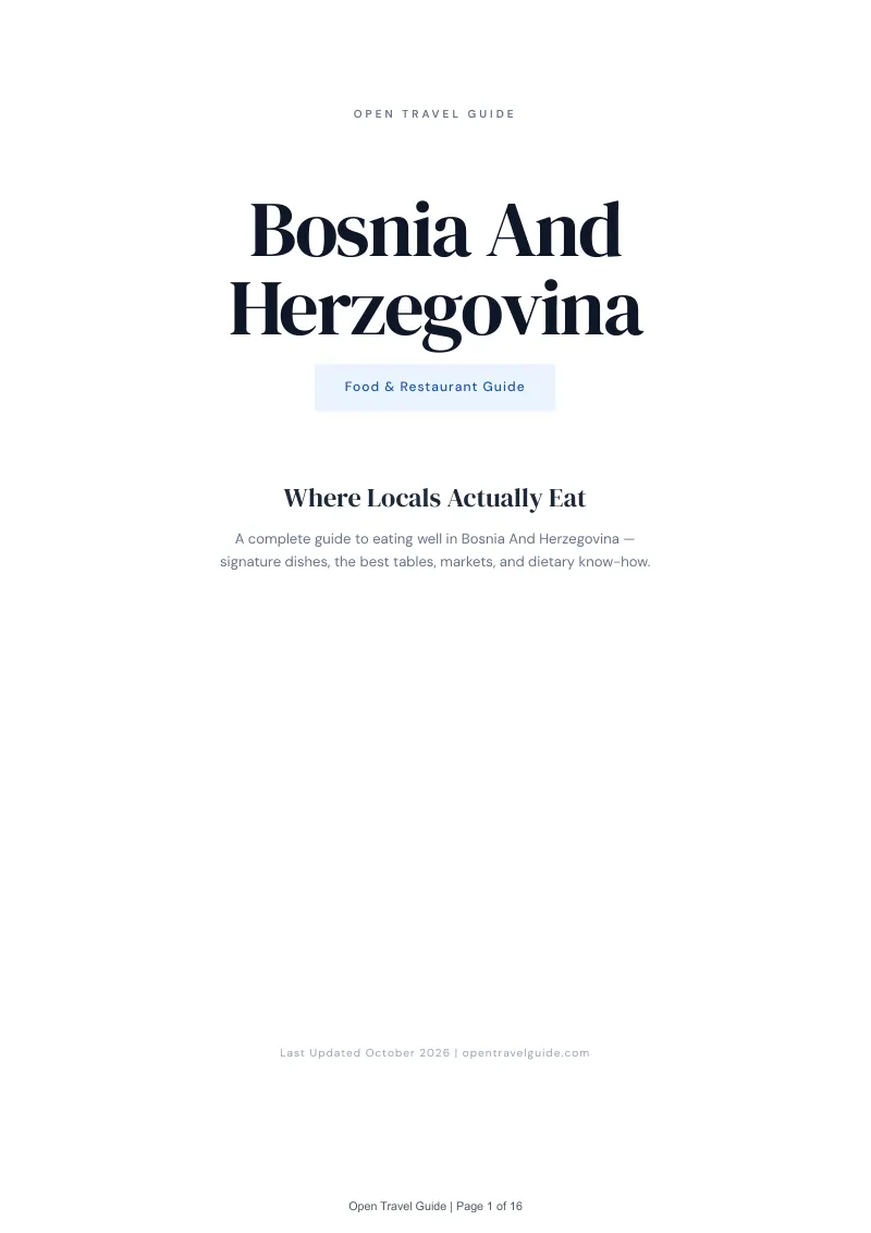 Bosnia And Herzegovina Food & Restaurant Guide: Cover