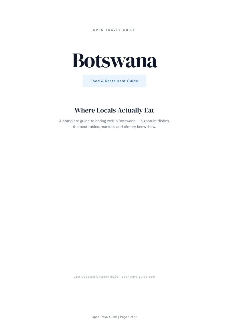 Botswana Food & Restaurant Guide: Cover