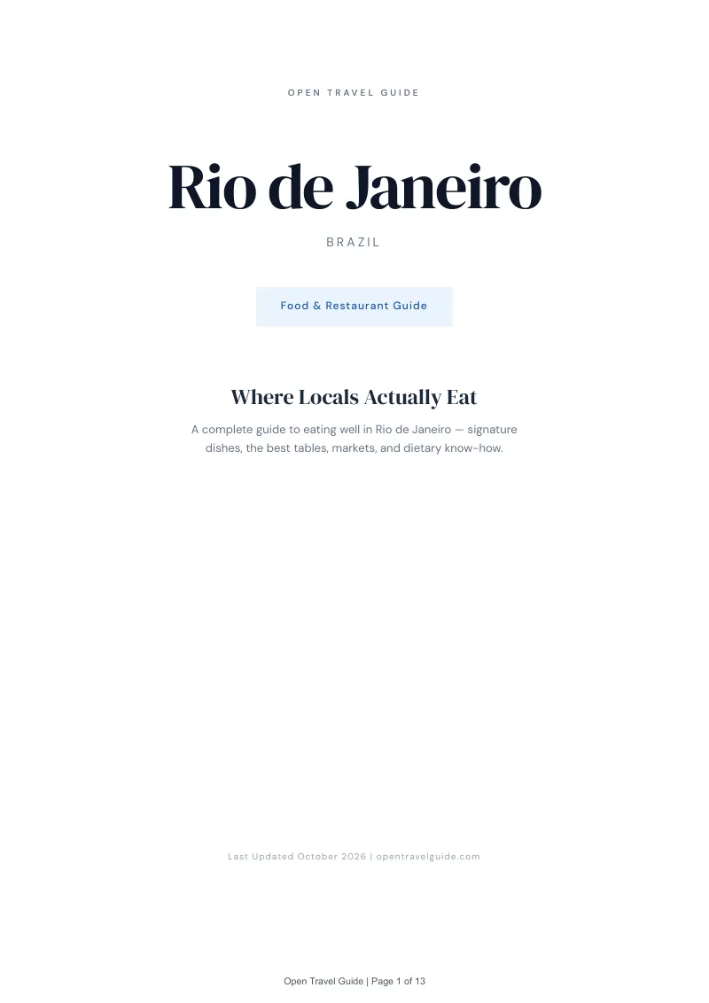 Rio De Janeiro Food & Restaurant Guide: Cover