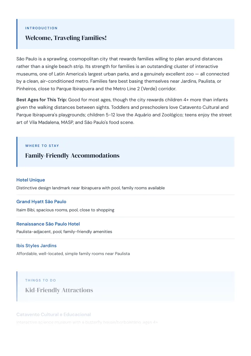 São Paulo Complete Travel Bundle: Family guide · Kid-Friendly Attractions
