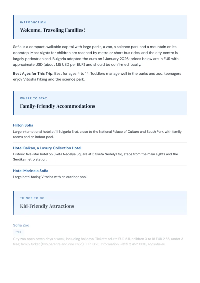 Sofia Grad Complete Travel Bundle: Family guide · Kid-Friendly Attractions