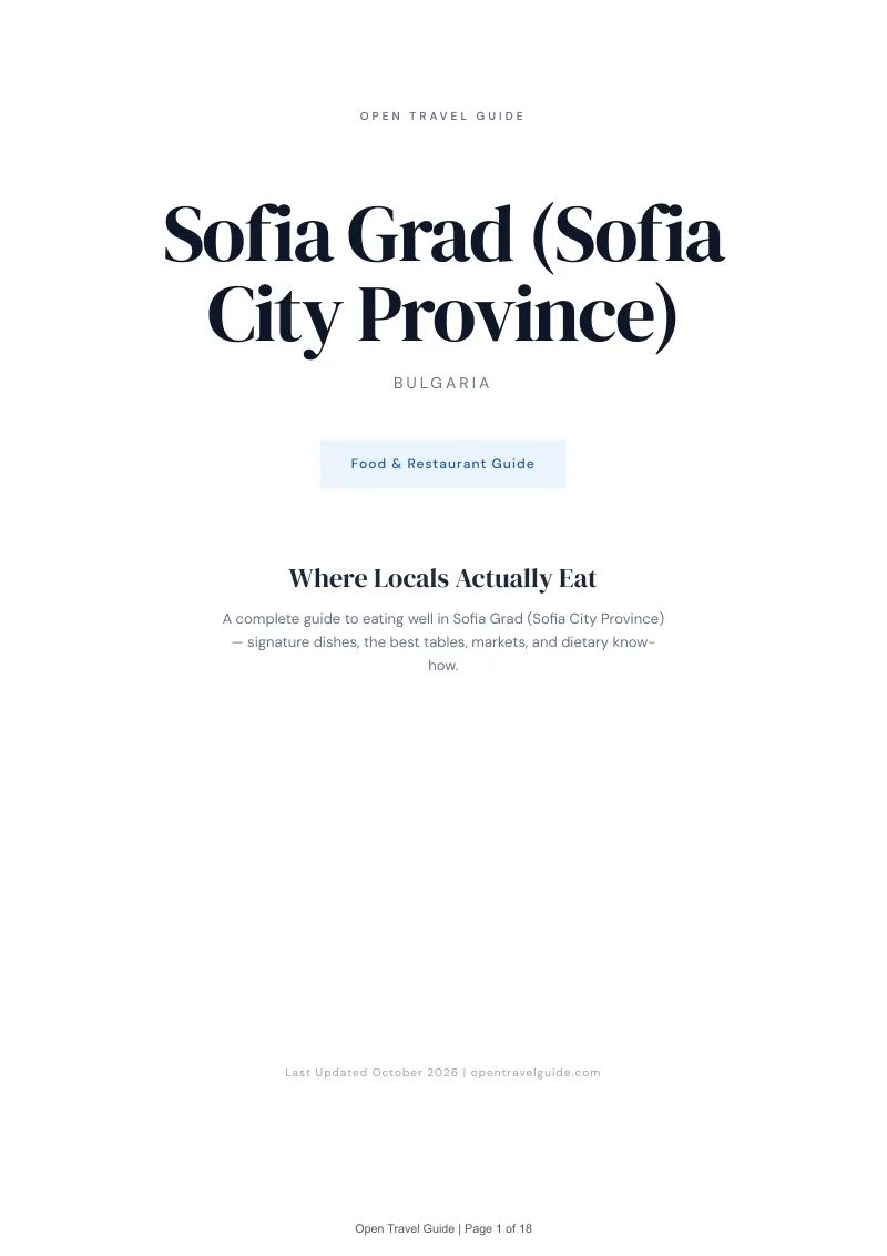Sofia Grad Food & Restaurant Guide: Cover