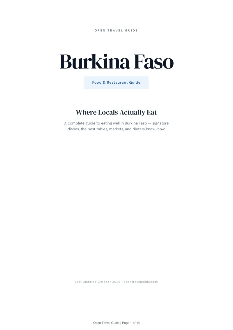 Burkina Faso Food & Restaurant Guide: Cover