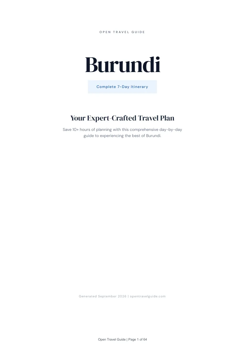 Burundi Complete Travel Bundle: 7-day itinerary · Cover