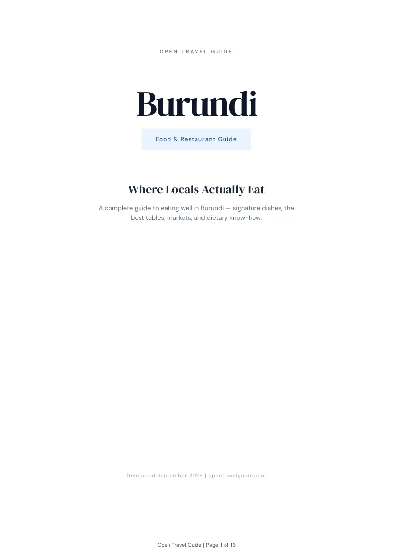 Burundi Complete Travel Bundle: Food guide · Cover