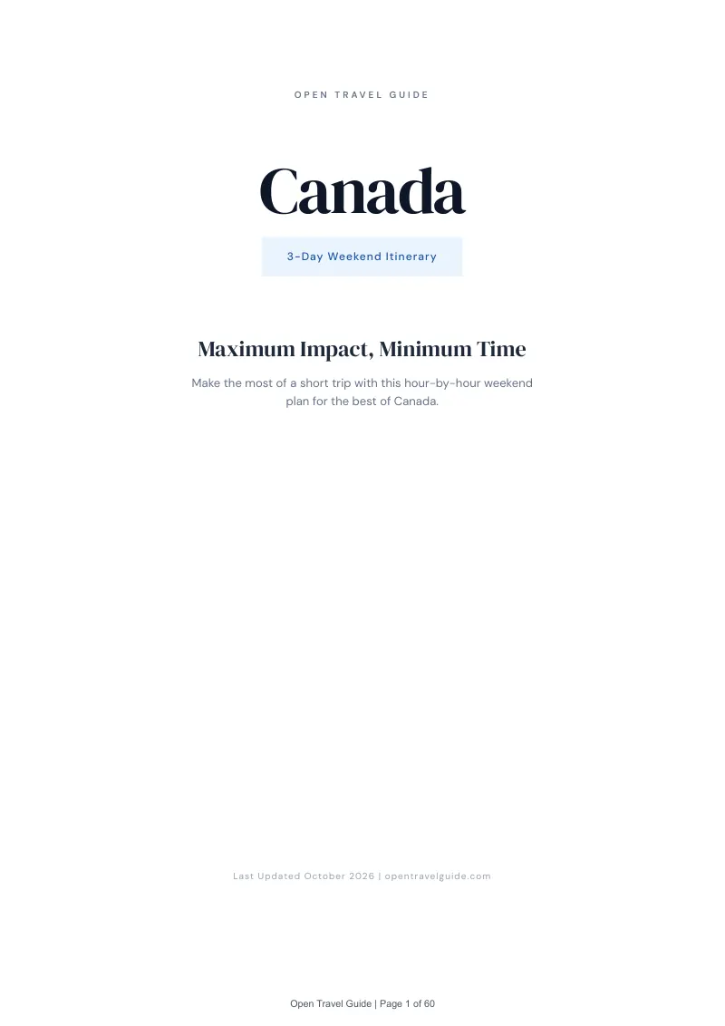 Canada 3-Day Weekend Itinerary: Cover