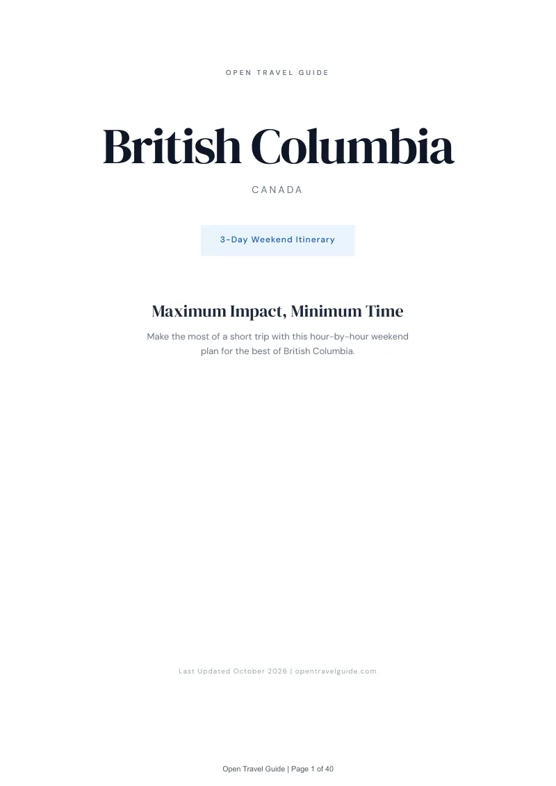 British Columbia 3-Day Weekend Itinerary: Cover