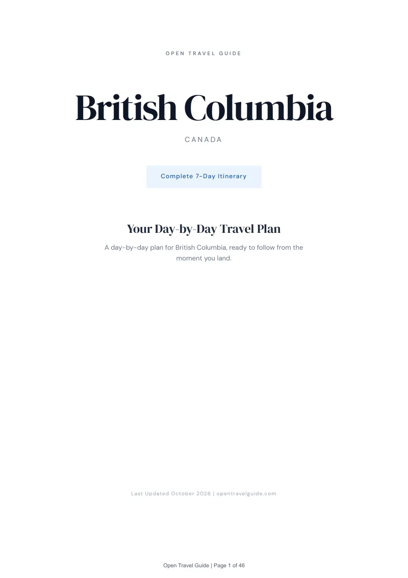 British Columbia 7-Day Itinerary: Cover