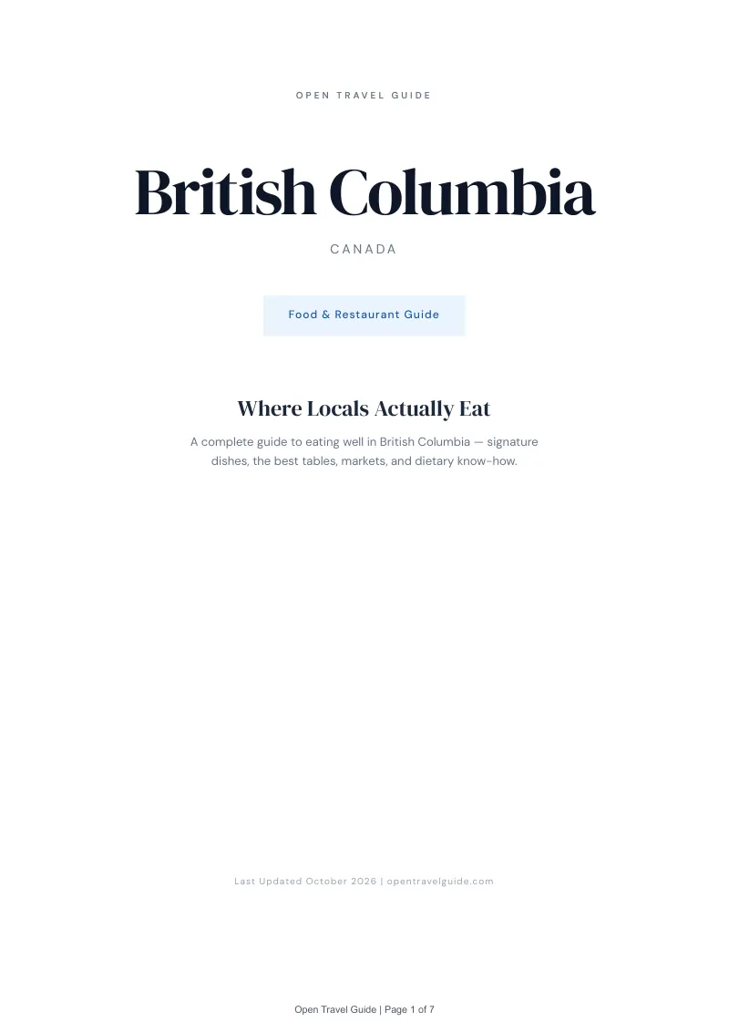 British Columbia Food & Restaurant Guide: Cover