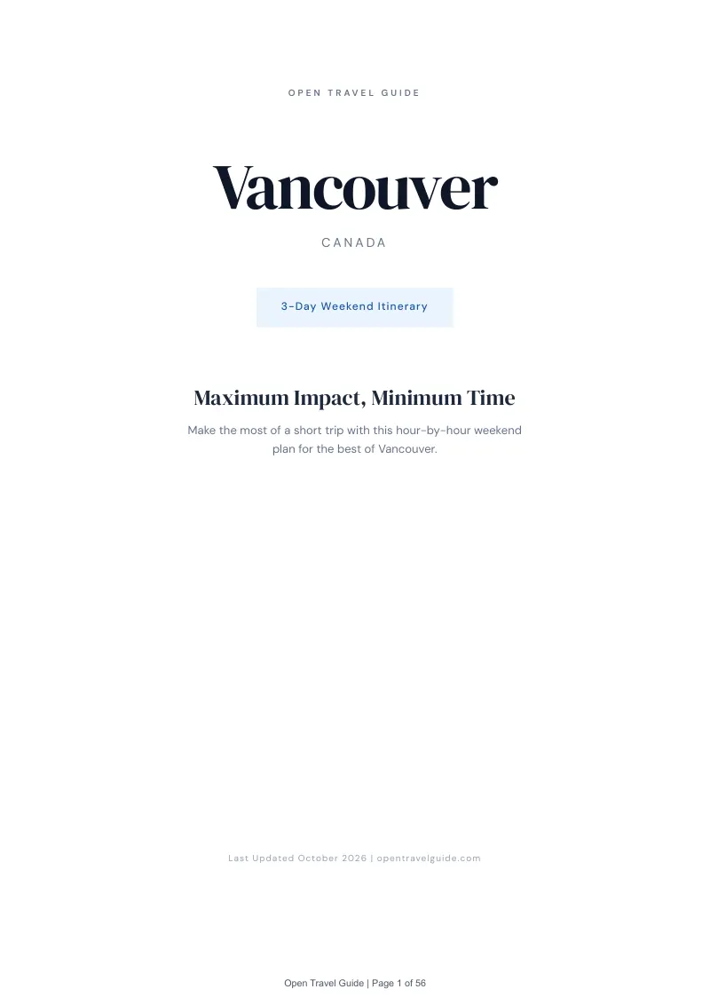 Vancouver 3-Day Weekend Itinerary: Cover