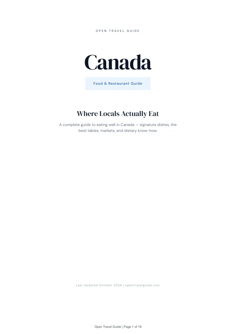 Canada Food & Restaurant Guide: Cover