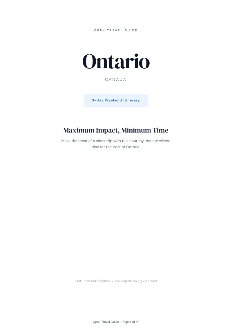 Ontario 3-Day Weekend Itinerary: Cover