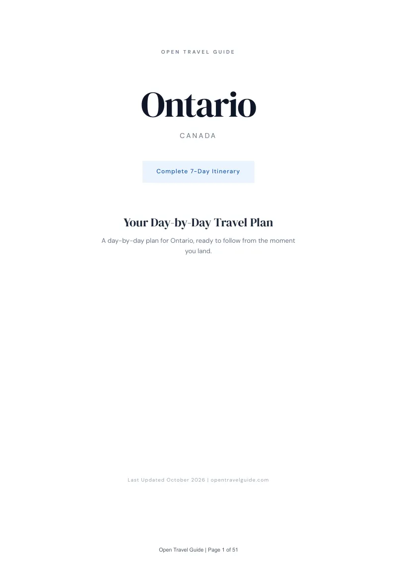 Ontario 7-Day Itinerary: Cover
