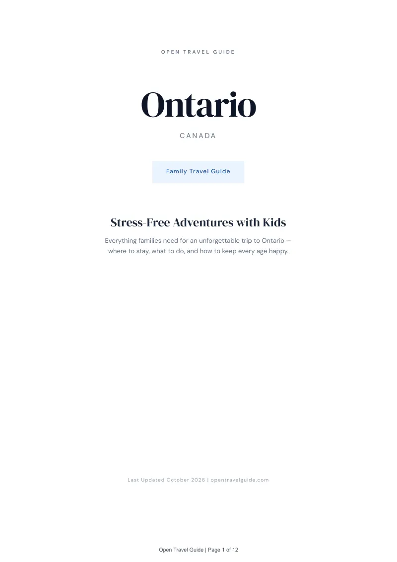 Ontario Family Travel Guide: Cover