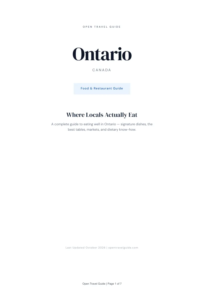 Ontario Food & Restaurant Guide: Cover