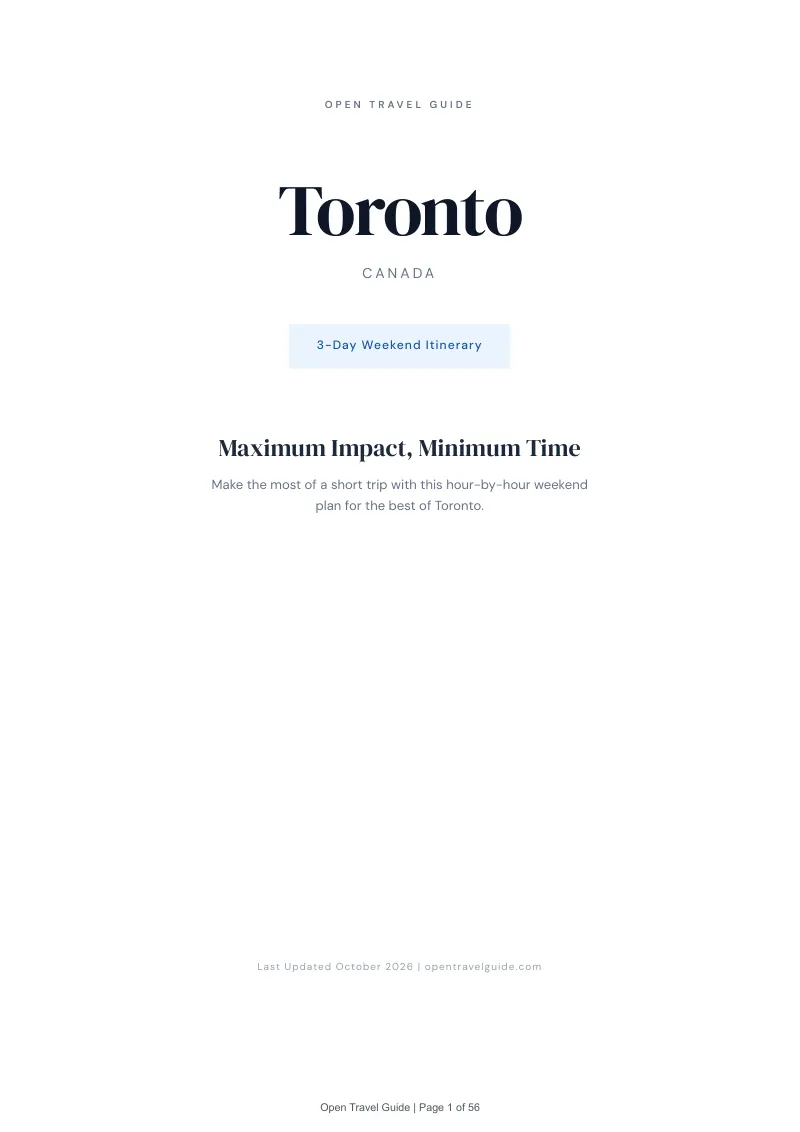 Toronto 3-Day Weekend Itinerary: Cover