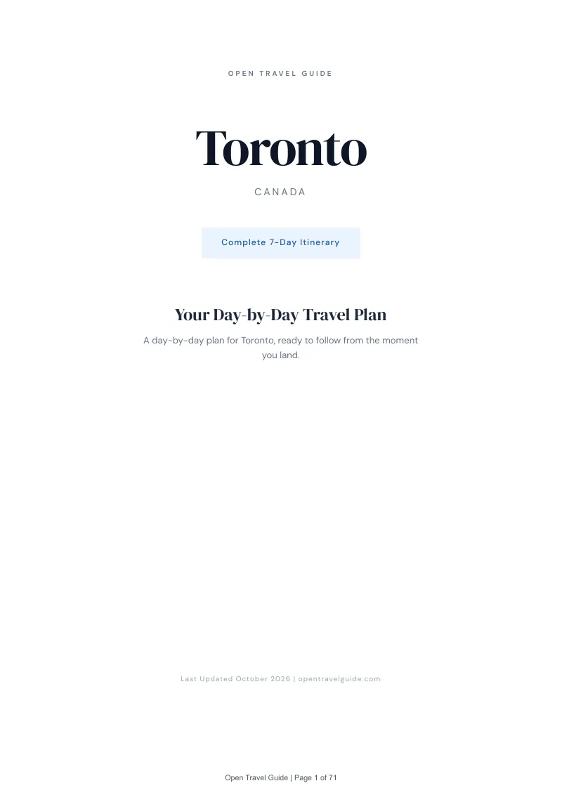 Toronto 7-Day Itinerary: Cover