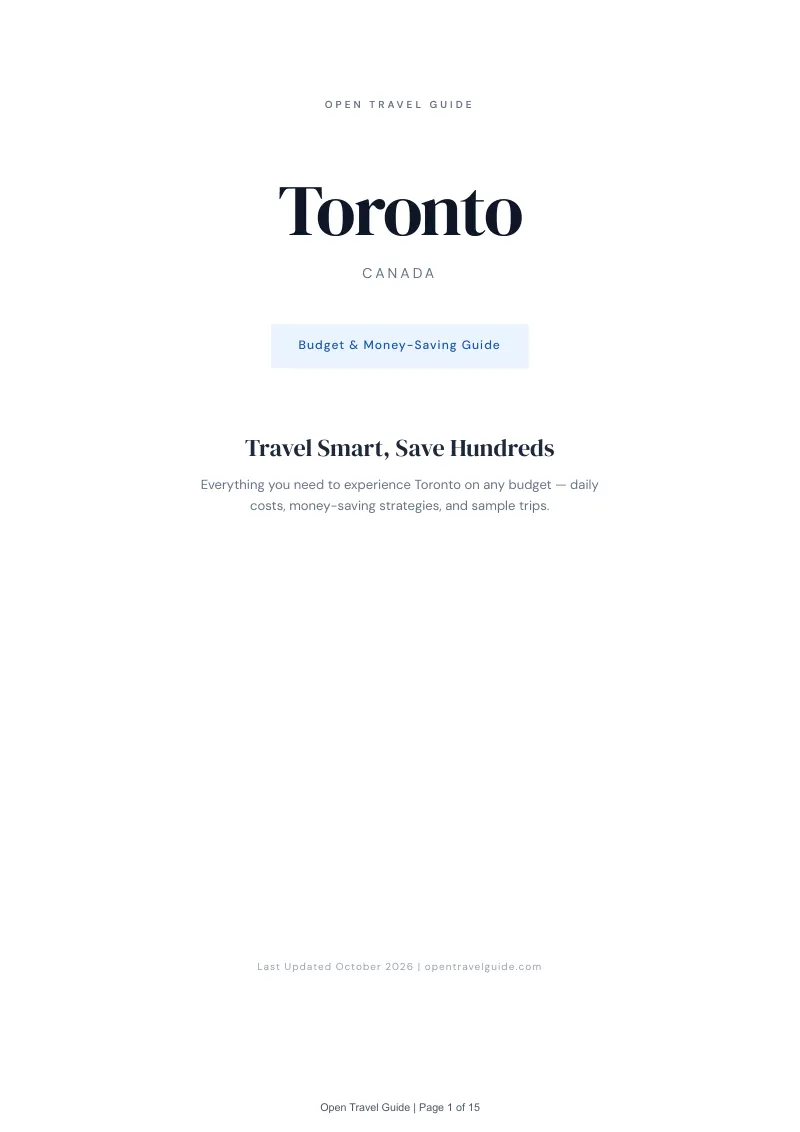 Toronto Budget & Money-Saving Guide: Cover